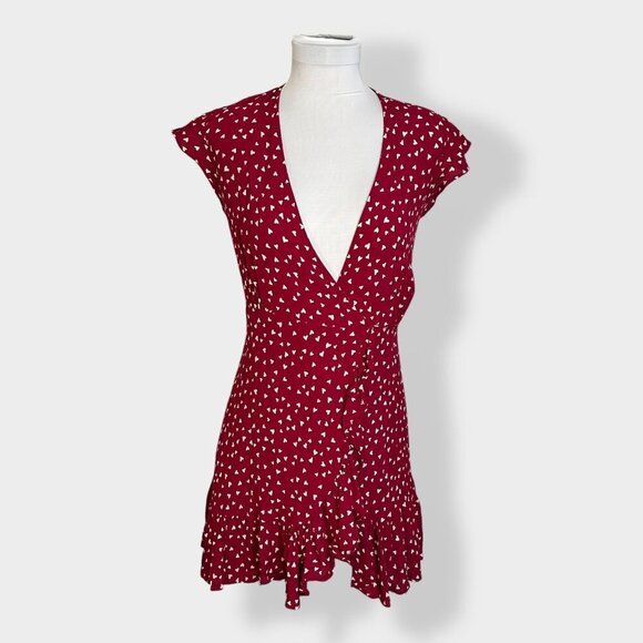 Rails Koreen Red‎ Heart Print Wrap Dress - Picture 2 of 6